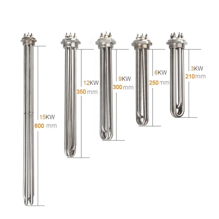 China Manufacture 110V 220V 380V 3kw 6kw 9kw 12kw Stainless Steel Industrial Oil Heating Element Tubular Electric Water Immersion Heater